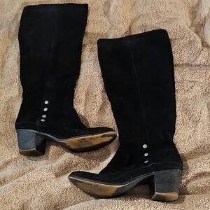 Black Suede NINE WEST VINTAGE AMERICA Collection Women's pull on knee high Boots